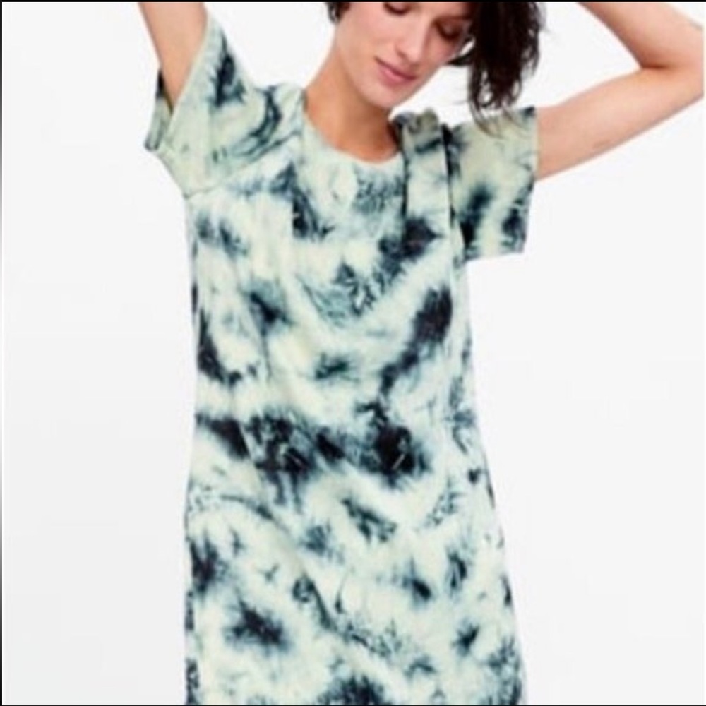 Zara Black & Green tie Dye Long Batik T-Shirt | Size L